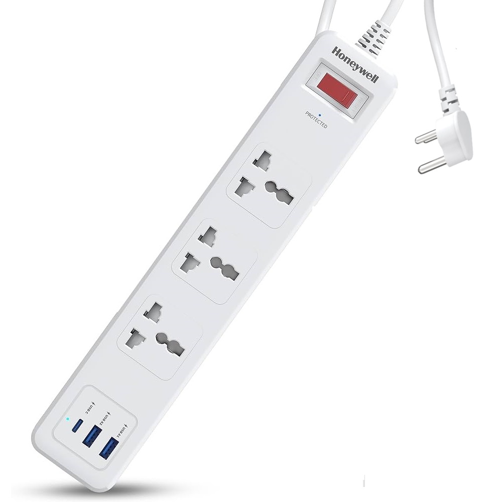 Surge Protector 3 outlet with 1 Type C & 2 USB ports, 1.8 Mtr