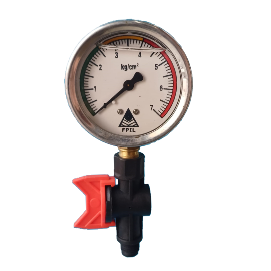 Pressure Gauge, 0 to 7 Bar, 2.5" SS Body, Glycerin Filled